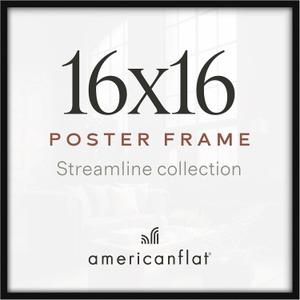 Americanflat 16x16 Picture Frame - Slim Molding - Black