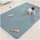 Comfy Cubs Rectangle Kids Play Mat - Large 60 x 96 inches Soft Quilted Baby Floor Mat with Non-Slip Bottom - Plush Design for Toddlers' Playtime - Comfortable and Durable - Pacific Blue