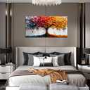 WDHCG Tree Pictures Wall Art Living Room - Colorful Canvas Wall Art Bedroom Aesthetic - Modern Wall Decoration for Office Size 24" x 48"