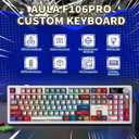 AULA F106 PRO Wireless Mechanical Keyboard,Full Size Gaming Keyboard with Hot Swappable Knob & Screen,Tri-Mode RGB Backlit with 8000mAh for PC/Laptop/Windows - Blaze Switch,Comic Mix