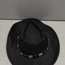 Women & Men Felt Western Cowboy Hat Classic Roll Up Brim Belt Buckle Cowgirl Fedora (M) (Black)