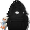 Teclado Kawaii Backpack with Cute Accessories Lightweight Bookbags Laptop Bag Waterproof Casual Travel Daypacks (Black)