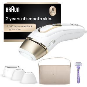 Braun Smart IPL, SilkExpert Pro 5: at Home Laser Hair Removal for Women and Men, Permanent Visible Hair Reduction in Hair Regrowth for Body & Face, Wide Head and Two Precision Heads, IPL5347