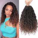Col Bling Ombre Goddess Locs Crochet Hair 10 Inch, 8 Packs Faux Locs Crochet Hair Pre Looped for Women, Boho Crochet Locs with Curly Ends 10Inch 1B/30#