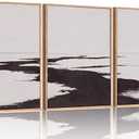 KAIRNE Abstract Neutral lake Framed Wall Art Set, Neutral Shape Wall Painting, Abstract Black and Grey Landscape Wall Decor, Modern Watercolor Art Print for Living Room