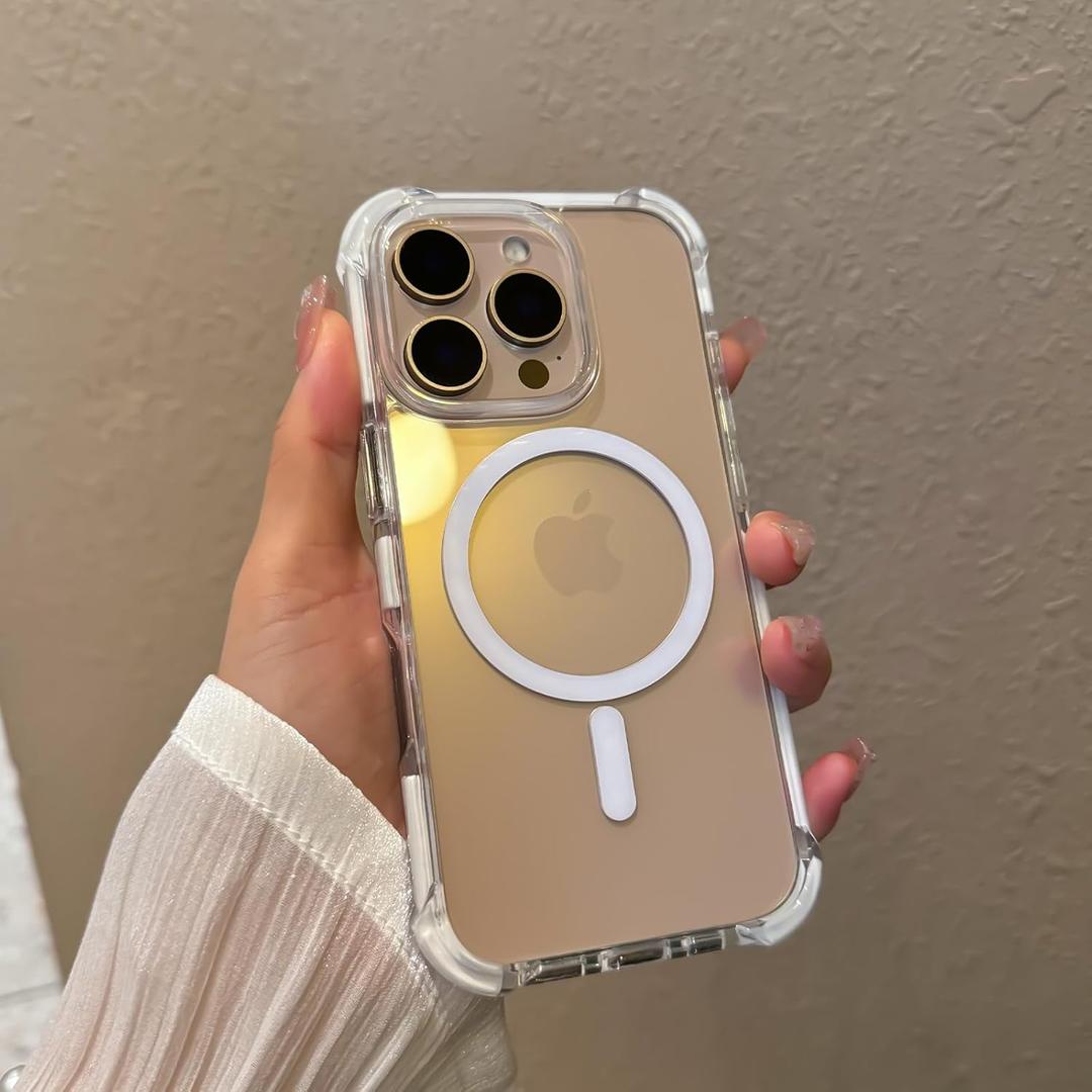 for iPhone 16 Pro Max Phone Case 6.9 inch, Drop Protection Puffer Design, Compatible with MagSafe, Shockproof Soft TPU & Hard Pc White