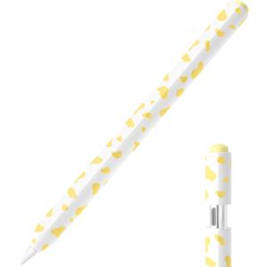 4 x Cow Print Pencil Case for Apple Pencil (USB-C), Comfortable Grip, Side Thin Silicone Sleeve, Supports magnetic attachment. (Yellow)
