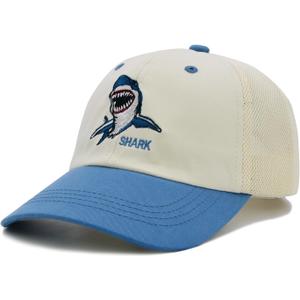 Kids Trucker Hat for Boys Girls Ages 3-9, UPF 50+ Protection Mesh Back Embroidered Baseball Cap (Blue)