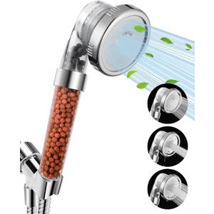 Luxsego Filtered Shower Head for Hard Water, High Pressure 3 Modes Shower Heads with Handheld Spray, Water Softener Showerhead Set with Mineral Beads to Remove Chlorine & Fluoride for Dry Hair & Skin