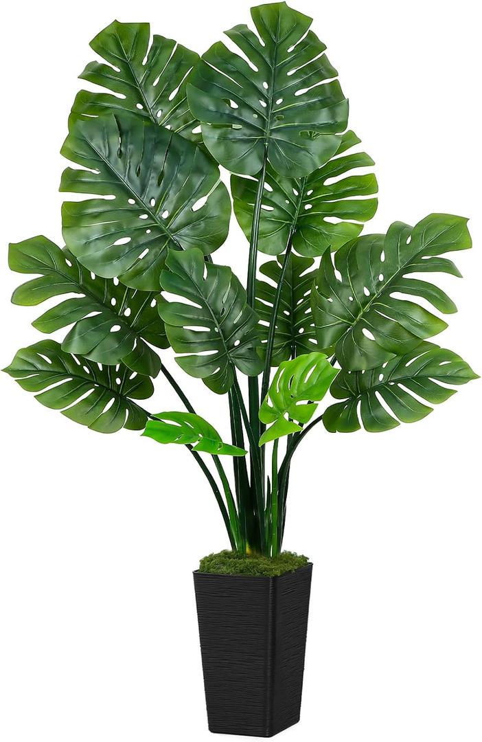 UPBUD 64'' Artificial Monstera Deliciosa Plant, Fake Swiss Cheese Tree