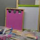 Art Easel for Kids, Adjustable Double Sided Whiteboard & Chalkboard, Painting Kid Easel for Toddlers 2-8, Ideal Gift-Pink