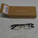 Missfive Mens Premium Multifocus Reading Glasses 0 Power on Top Center, Blue Light Blocking Far/Mid/Near Progressive Multifocal Readers Metal Frame With No Broken Spring Hinge, 2.5x, Blue