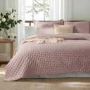 Bedsure Quilts Queen Size - Ultra Soft Queen Quilt Bedding Set for Pink Bedroom Decor, Lightweight All-Season Comforter with 2 Pillow Shams, Dusty Rose Summer Bedspread Coverlet 90x96 Inch (Queen / Full, 08 - Dusty Rose - Clover)