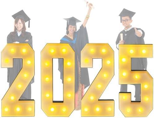 LANGXUN 3ft White 2025 Numbers for Graduation Decorations, Large LED Marquee Light Up Letters for Graduation Decor, Class of 2025 School Grad Party Supplies Indoor/Outdoor Décor