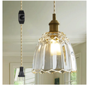 9.84ft Plug in Glass Pendant Light Fixture, Vintage Dimmable Pendant Lights for Kitchen Island Bedside Bathroom Dining Room