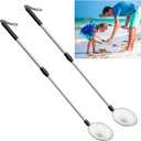 2 Pack 5.3 Inch Beach Sand Sifter- 22~35 Inch Adjustable Shark Tooth Sifter- Sand Scoop Shell Scooper for Beach- Beach Scoop Shovel and Sifter Tool for Picking Up Shells Beachcombing & Rock Hunting