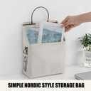 Wall-Hanging Storage Bags, Desktop Organizer Basket Cotton Linen Hanging Storage Basket for Kitchen,Bderoom,Living Room (#2 White)