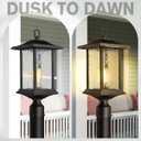 Beionxii Dusk to Dawn Outdoor Post Lights, 21inch Large Exterior Lamp Post Light Pier Mount Lantern with Base, Black Cast Aluminum w/Water Glass - A272P-2PK (NOT Solar, 110-120V AC)