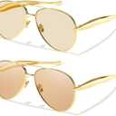 FIMILU Aviator Sunglasses for Women, Trendy Designer Shades Metal Frame Oversized Sun Glasses with UV400 Protection (2 Pack)