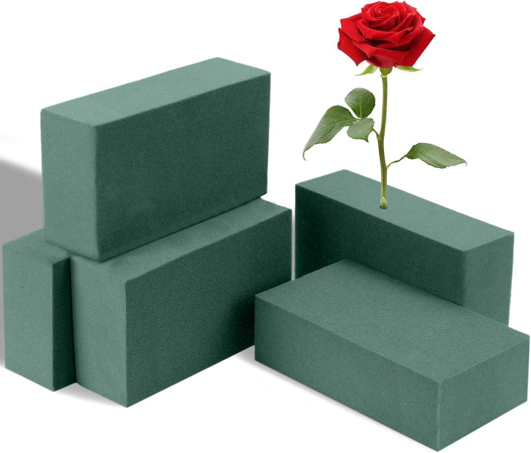 6 Pcs Floral Foam Blocks, 5.5"L x 3.1"W x 1.7"H Plant Foam, Green Dry & Wet Flower Foam for Fresh or Artificial Flower Arrangements, Florist Foam for Wedding, Birthdays, Home Decorations