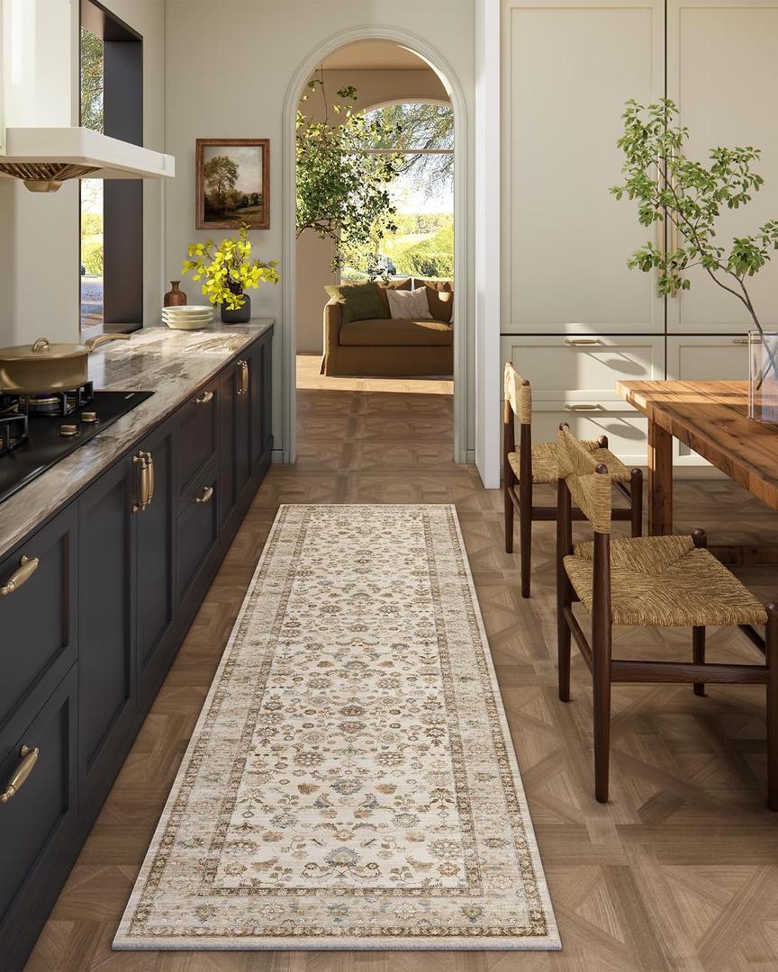 Washable Runners for Hallways Kitchen Rug: 2'x6' Kitchen Runner Stain Resistant Non Slip Low Pile Soft Carpet Runners for Hallways Bedroom Entryway Indoor Beside Bathroom Laundry Room
