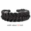 Wide Braided Headband With Teeth Braids Hairband With Tooth Synthetic Hair Band Plaited Hairband For Women (W-Deep Brown)