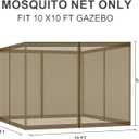 BPS 10' x 10' Gazebo Universal Mosquito Netting Screen Replacement, 4-Panel Mesh Screen Walls with Double Zippers for Outdoor Patio, Khaki (Mosquito Net Only)