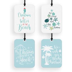 4 Pcs Christmas Car Air Freshener Beach Christmas Car Accessories for Mirror Bathroom Dorm Coastal Tropical Xmas Air Fresheners Cars Gifts for Women Men