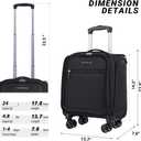 Verage Underseat Carry On Luggage with Wheels, 14.5-Inch Spinner Small Suitcase, Softside Lightweight Travel Bag for Men and Women, Airplane Carry On Bag, Black, Basic Underseat