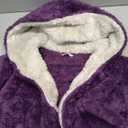 Long Robes For Women Floor Length, Fluffy Fleece Warm Cozy Hooded Bathrobe Plush Luxury Plus Size Winter Housecoat (Small-Medium, Dark Purple/Light Grey)