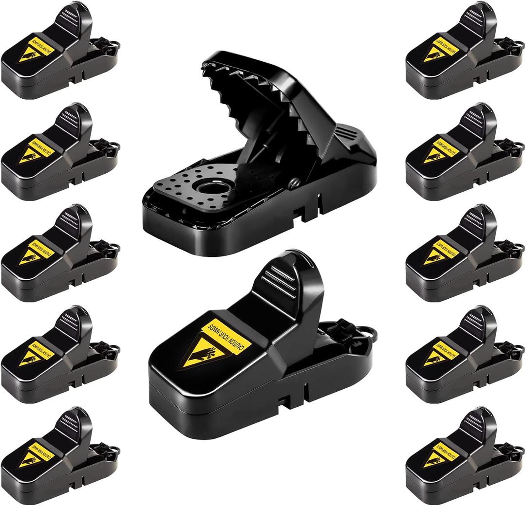 VRXVR Mouse Traps 12-Pack, Indoor Outdoor Use, Small Mice Catchers for Home Indoor, Reusable Mice Trap, Quick-Set Mousetraps for House