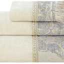 3 x Loom and Mill Luxury Cotton Bath Towel Set 3 Piece-1 Bath Towel 1 Hand Towel 1 Wash Cloth, Ultra Soft Decorative Towel Sets Highly Absorbent for Bathroom, Elegant Jacquard Design(Ivory-Beige)