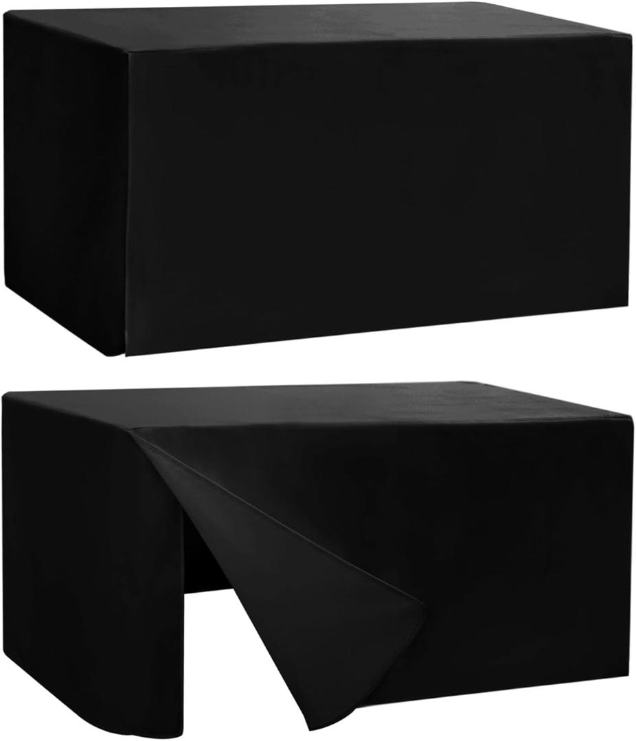 HolidayIdeas 2 Pack Fitted Table Clothes - 48 x 24 Inch - Rectangle Tablecloths for 4 Foot Tables, Versatile Fabric Table Covers for Parties, Holiday Dinner, Trade Show (Black)