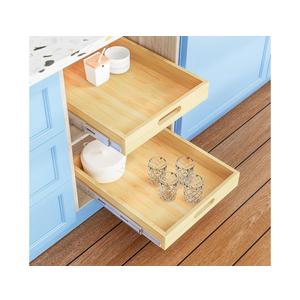 Pull Out Cabinet Organizer, 1PC 15” W x 21” D Soft Close Slide Out Wood Drawer Storage Shelves for Kitchen, Base Cabinet Organization for Pantry, Finished, Heavy-Duty, Bottom Assembly