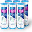 Pleated Sediment Water Filter Cartridge 9.87x 2.5 Amplified Surface Area, Removes Sand, Dirt, Rust, Extended Filter Life WELL-MATCHED with WHKF-WHPL, 801-50, WB-50W, WFPFC3002, SPC-25-1050 (6 Pack)