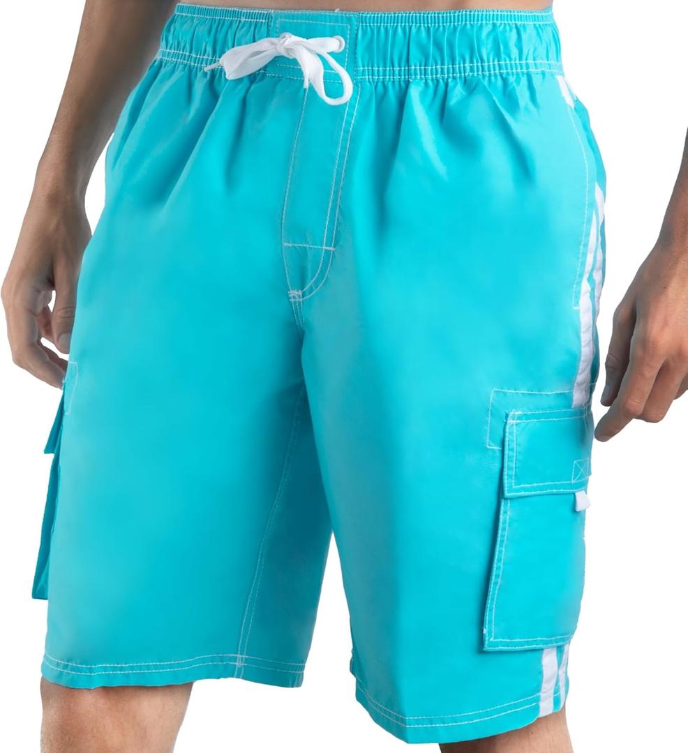 Kanu Surf Mens Barracuda Swim Trunks (Regular & Extended Sizes) (Large, Aqua)
