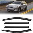 Rain Guards for 2014-2023 Jeep Cherokee, Out-Channel Window Visor Shields Vent Deflector Shade Wind Dark Smoke Jeep Cherokee KL Latitude Altitude Limited Trailhawk, Tape-On Outside-Mount, 4PCS