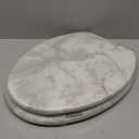 Angel Shield Marble Toilet Seat Durable Molded Wood with Quiet Close,Easy Clean Quick-Release Hinges (Elongated,Gray Marble)