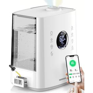 Homvana 6.5L Warm & Cool Mist Humidifiers for Bedroom Large Room, Smart Humidifier with App&Voice Control, Exclusive Distilled Sterilization, 72H Runtime Air Humidifier Aroma Diffuser for Baby Plants