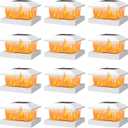 APONUO Solar Post Cap Lights with Flickering Flame & Warm White, 12-Pack for 4x4 Wood/ 5x5 Vinyl Posts, Solar Powered Deck & Fence Lights, Auto On/Off, IP65 Waterproof, Glossy White