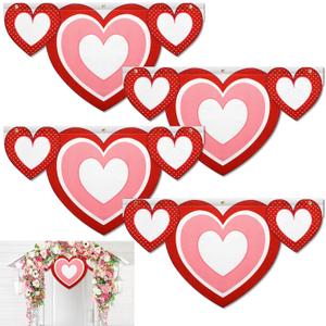  8 Pcs Heart Shaped Wedding Banner Sign, 42 x 20 Inch Bachelorette Wedding Bridal Party Decorations, Large Heart Flag Bridal Engagement Wedding Party Indoor Outdoor Garden Wall Decor Supplies