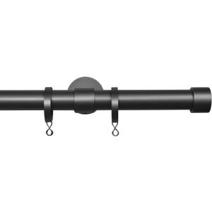 TWOPAGES 1" Heavy Duty 28-84" Adjustable Curtain Rod with Rings, Black