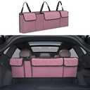 Tioollev Car Trunk Organizer, Backseat Hanging Large Storage with Adjustable Straps,Waterproof PVC Collapsible Cargo Bag, Car Interior Accessories for Auto SUV MPV (Pink)