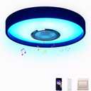 Smart LED Waterproof Shower Ceiling Light Fixture With Bluetooth Speaker,11Inch 18W,3000-6500K,Dinmmable Music Lamp RGB Color Changing With App+2.4G Remote Control For Bathroom,Bedroom,Kids Room (Colorful)