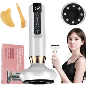 Anti-Cellulite Massager  Electric Cupping Massager with 12-Level Heating & Pressure for Legs, Thighs, Abdomen, and Neck (White)