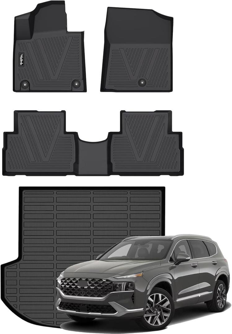 Wailtnb-Car Floor Mats for Hyundai Santa Fe 2021 2022 2023 (Gas Only) All-Weather Car Mat Cargo Liner Protection Black Accessories