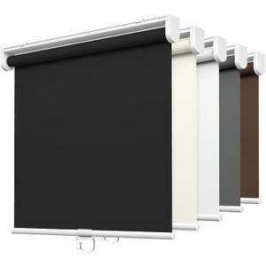 LazBlinds No Tools No Drill Cordless Roller Shades, 100% Blackout Roller Blinds for Windows, Thermal Insulated UV Protection Waterproof Roll Up Window Blinds and Shades, 29'' W x 48'' H, Black