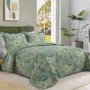 BEDIFANY Farmhouse Queen Quilt Bedding Set - Cotton Lightweight Bedspread with Floral Pattern, 90x98 Inch All Season Coverlet Set, 3 Piece (Quilt + 2 Pillow Shams)