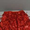 Lelike Sequin Skirt with Sparkly Fringe (14, Red)