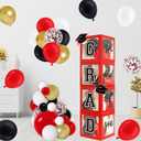 DAZONGE Graduation Decorations 2026, Set of 4 Red Grad Balloon Boxes with 139pcs Balloon Arch Garland Kit & 4 Light Strings - So Proud of You 2026 Graduation Decorations for Any Grades